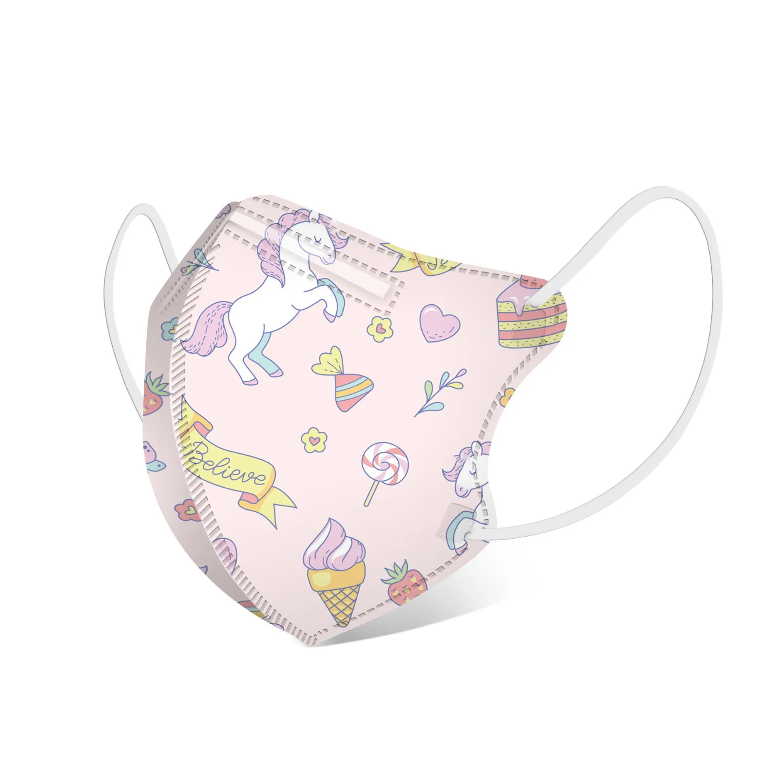 قناع واقٍ من أربع طبقات يمكن التخلص منه مطبوع عليه رسوم كرتونية للأطفال، أقنعة واقية مضادة للغبار، قناع للفم #1