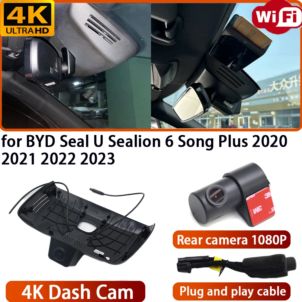 for BYD Seal U Sealion 6 Song Plus 2020 2021 2022 2023 Video Recorder 4K DVR Dash Cam Wifi Camera 170° Wide Angle Night Vision