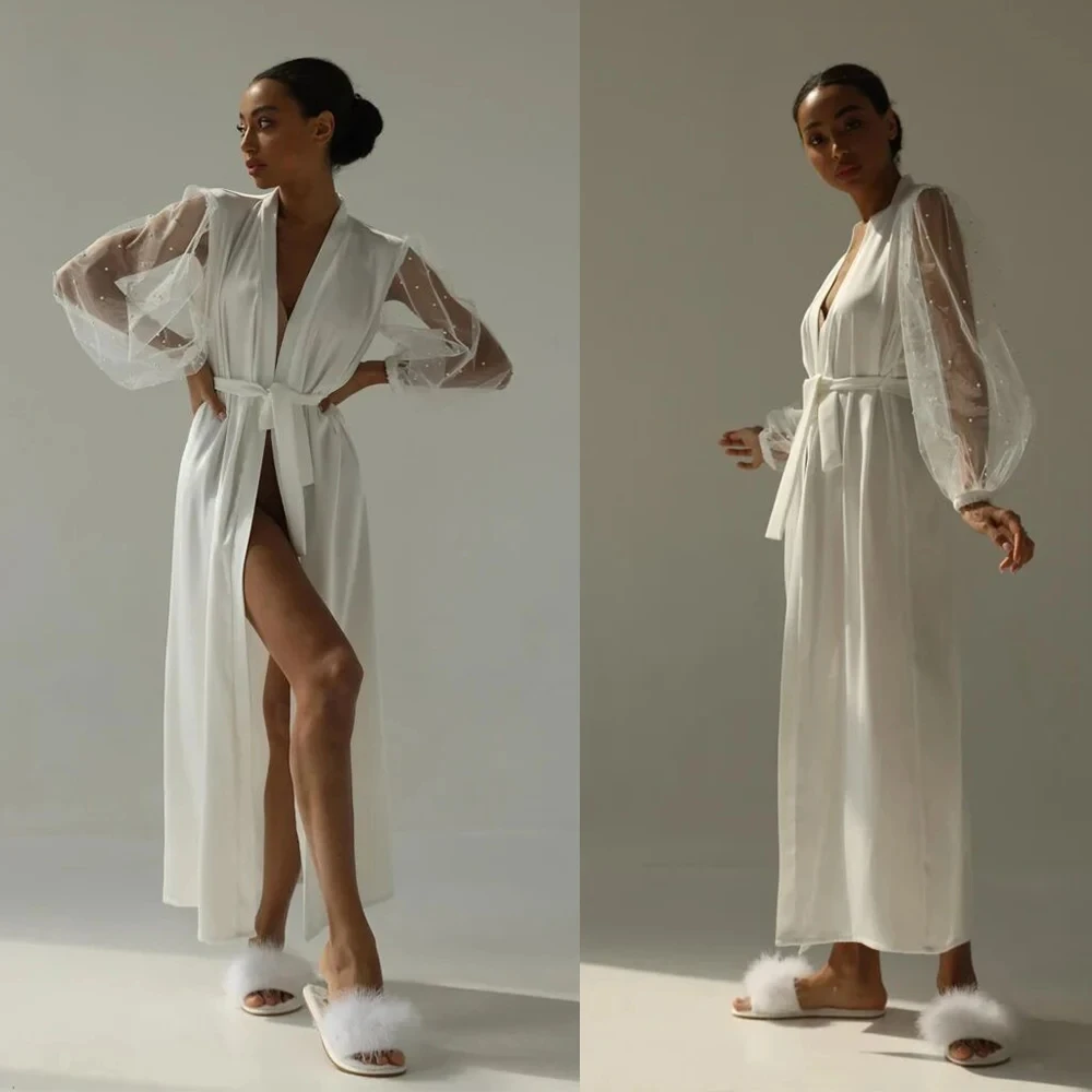 

Simple Bridal Gowns Race Pearl Bathrobe Women Lingerie Nightgown Pajamas Sleepwear Women's Luxury Gowns Housecoat Nightwear