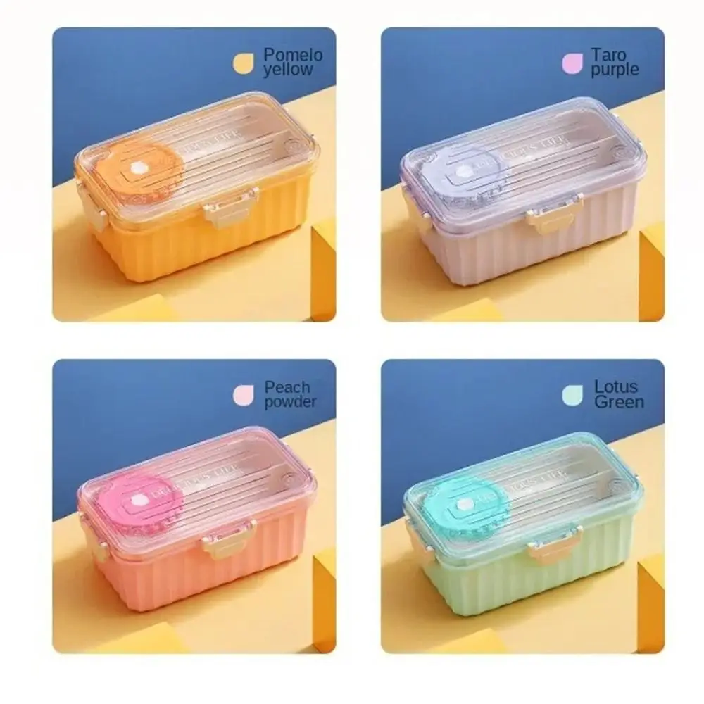 Lightweight Sealed Portable Lunch Box Leak-Proof Food Grade Lunch Containers Reusable Spoons Meal Prep Container Box Students