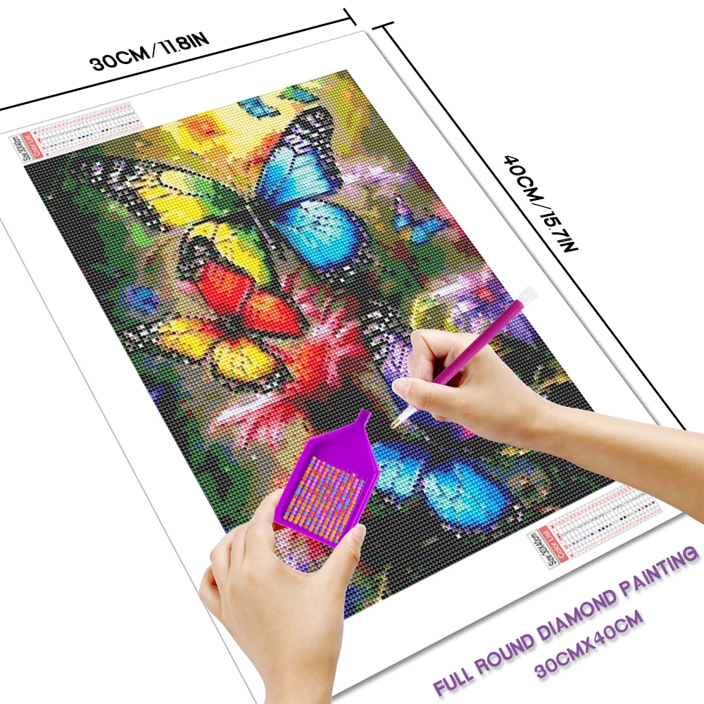 Huacan 5D Diamond Painting Animal Butterfly Full Diamond Embroidery Flower Cross Stitch Home Decor Art Handmade Gift