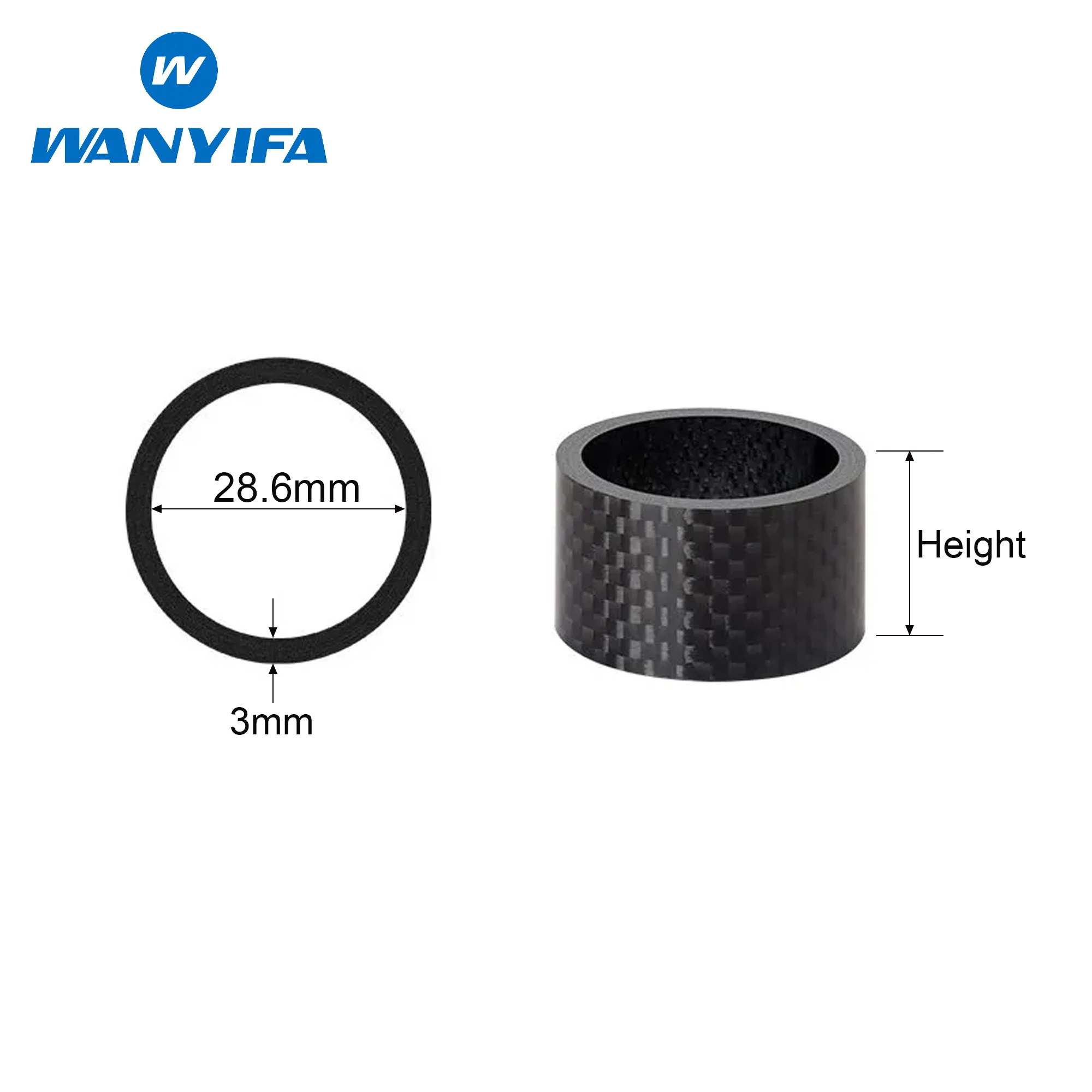 Wanyifa 4pcs 3K/UD Carbon Fiber Headset Fork Spacers Kit Bicycle Front Fork Handlebar Washer Ring Gasket 5+10+15+20mm Set