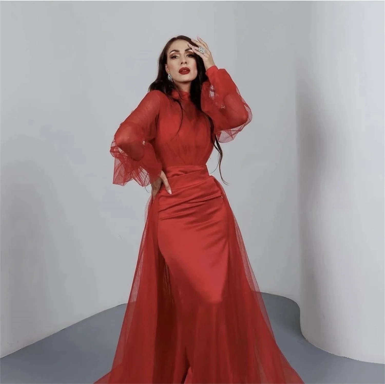 

Красное вечернее платье с длинными рукавами на заказ Вечерние платья для выпускного вечера Pastrol Унисекс Джерси Ретро Дубай Саудовская Аравия по индивидуальному заказу