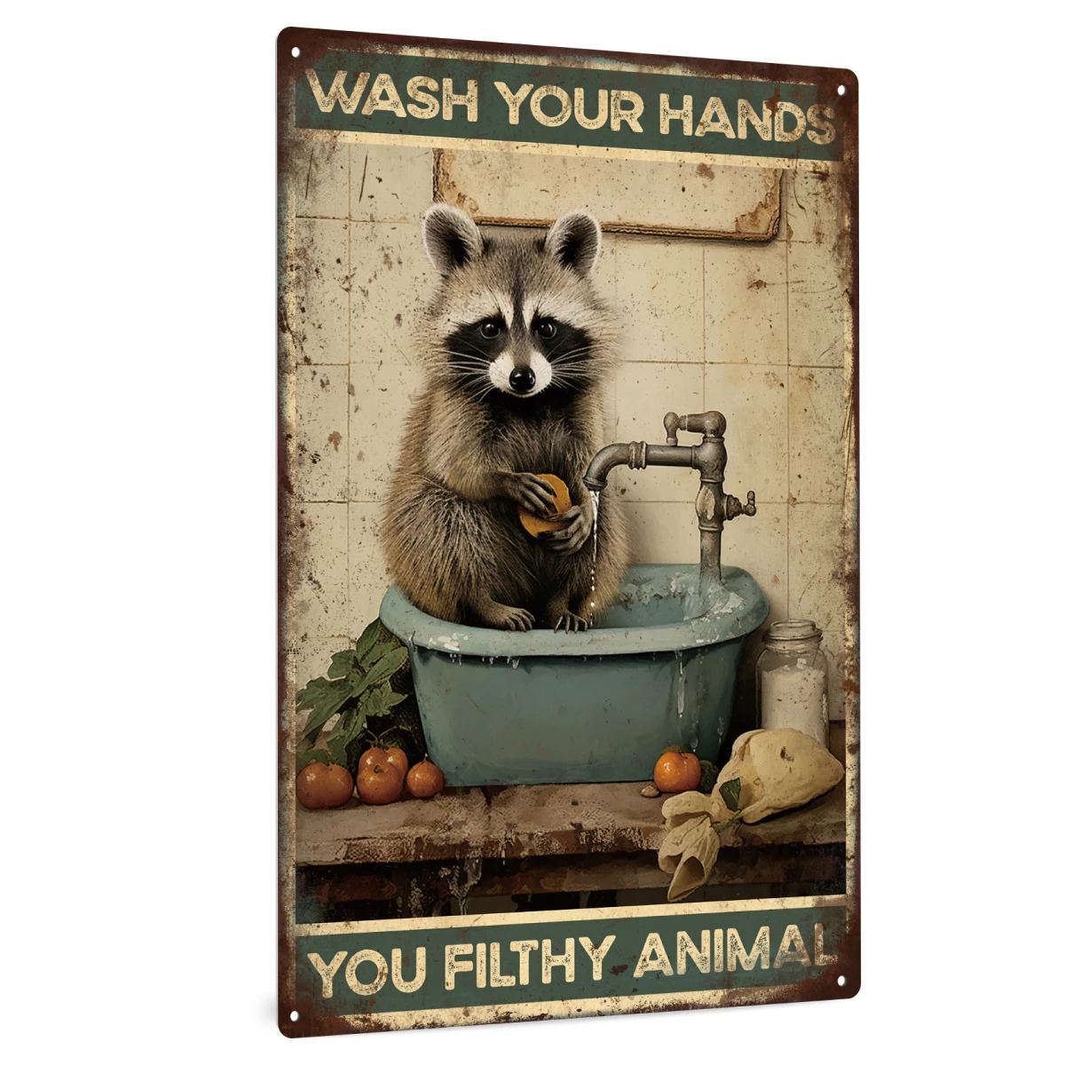 Putuo Decor 1pc Wash Your Hands Vintage Metal Tin Sign, Your Filthy Animal, Wall Art Decor for Home Toilet Bathroom Washroom