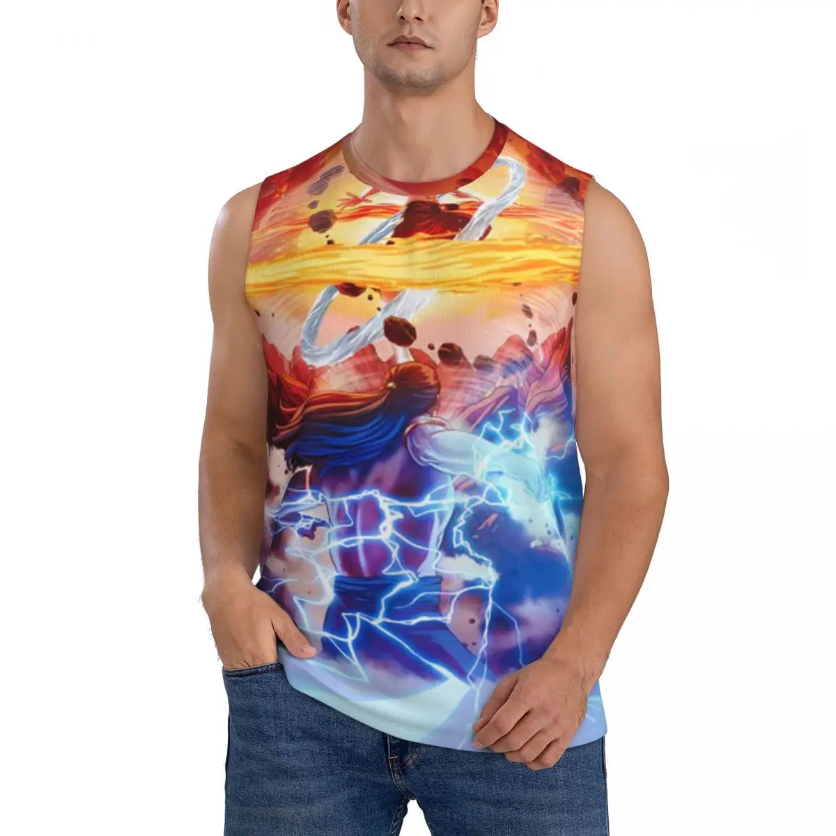 Best Seller Kingdom Hearts Sora Stained Glass Art Oversize T-shirt Casual And Relaxed Simple Prints Sleeveless T-shirt
