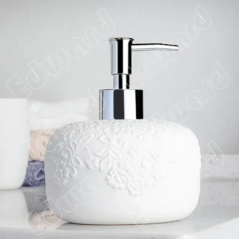 1 Piece Wash Gargle Shampoo Dispenser Household Use Ceramic Lotion Bottle Press Type Bottle Bathroom Light Luxury Cup Mug Jar