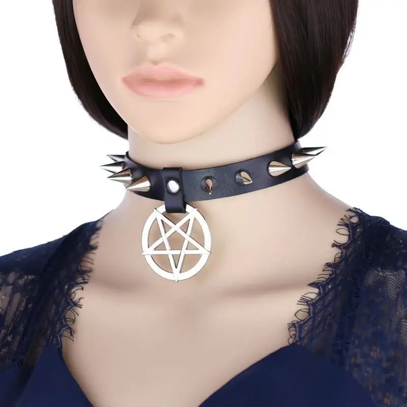 

Unisex Adjustable Pu Leather Choker Punk Necklace Gothic Collar Neck Accessories