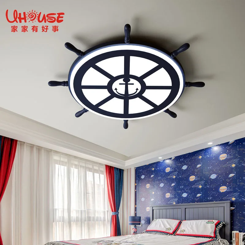 Timone LED plafoniere ragazzi ragazze camera dei bambini camera da letto luci Creative Cartoon Personality Pirate Ship Lighting