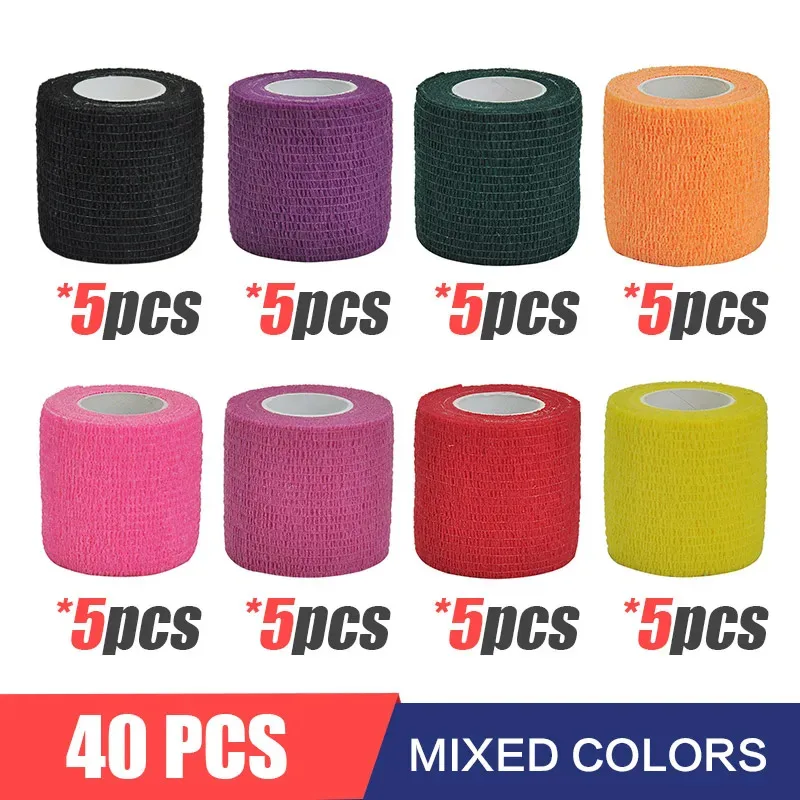 8/40pcs Color 2.5/5/7.5/1/15cm * 4.8m Gauze Sports Bandage Self-Adhesive Breathable Elastic Sports Fixing Finger Wrist And Leg