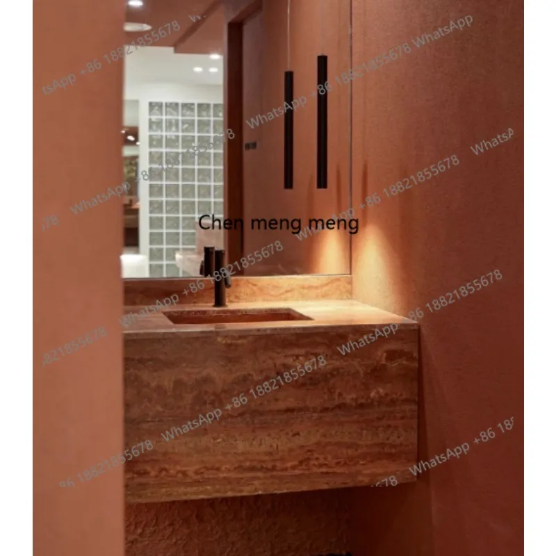 

Modern Home Villa or Hotel Natural Marble Wash Basin Travertine Wall-Mounted Bathroom Sink