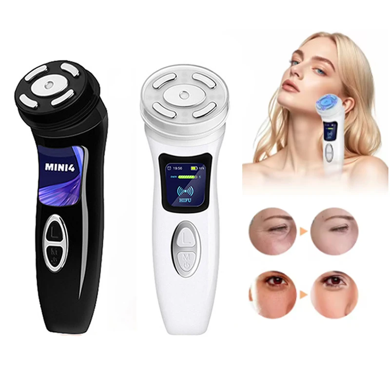 4 IN 1 Mini HIFU Radio Frequency Ultrasond Machine EMS Micro Current Facial Beauty Instrument Firming Skincare Anti-Wrinkle Tool