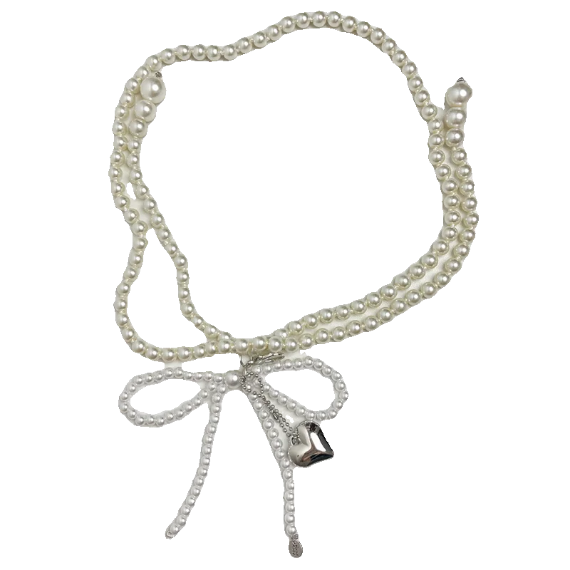 

Pure desire style Spice Girl pearl fringed bow glossy waist chain, dress waist high-end belt