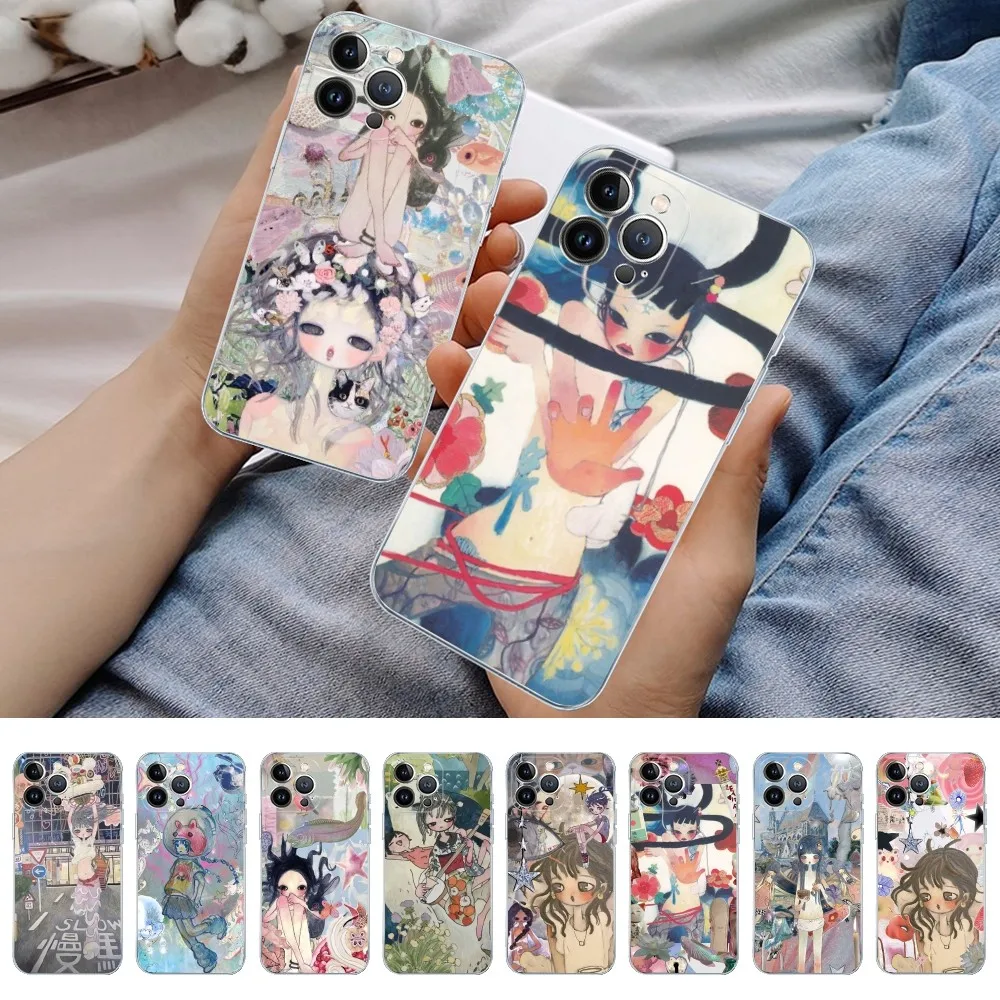 Aya Takano Telefoon Case Voor iPhone 15 14 11 12 13 Mini Pro XS Max Cover 6 7 8 Plus X XR SE 2020 Funda Shell