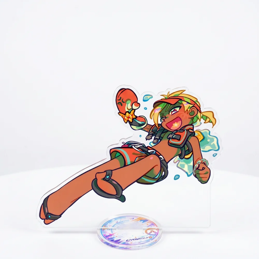 Overwatch 2 Game 15cm Acrylic Stand Keychain Tracer Mercy Chibi Double Sided HD Kawaii Collectible Desk Decor Fan Gift view 6