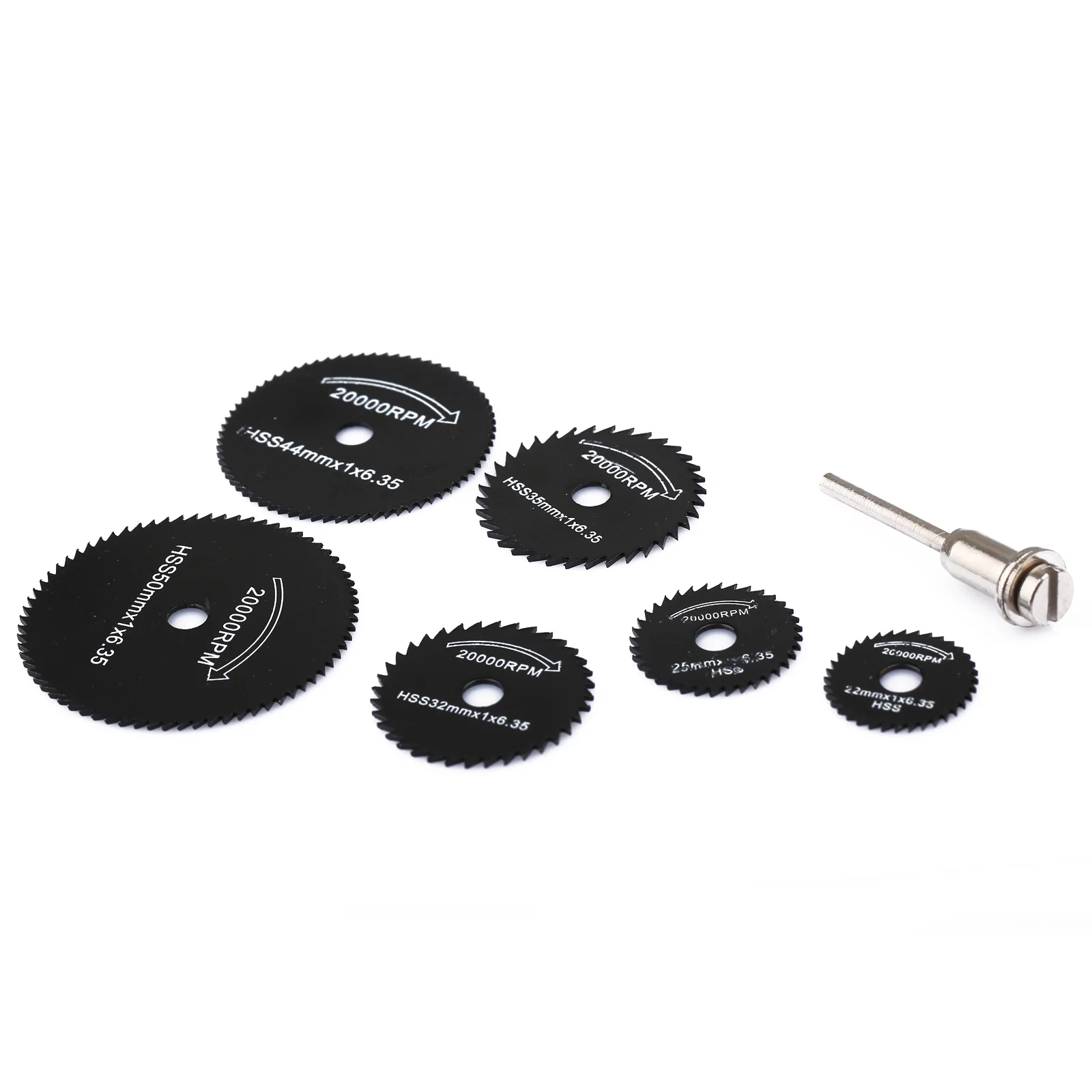 6PCS HSS Mini Circular Saw Blades Cutting Disc Mandrel for Wood Metal Dremel Rotary Tools w/ 1 Mandrel Wood Cutting Saw Disc
