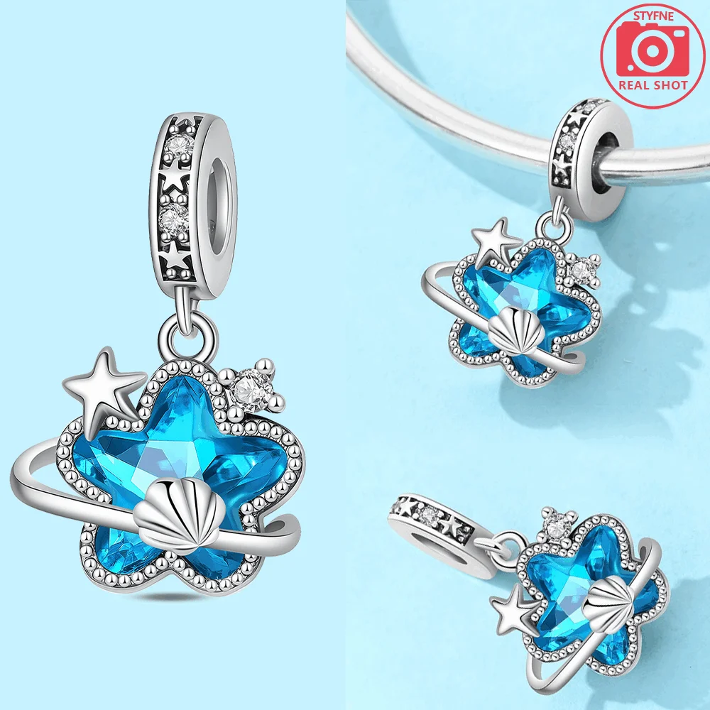 925 Sterling Silver Star Shell Charms Beads Fit Original Bracelets Bag Keychain Earring Pendant Diy Women Jewelry Gift
