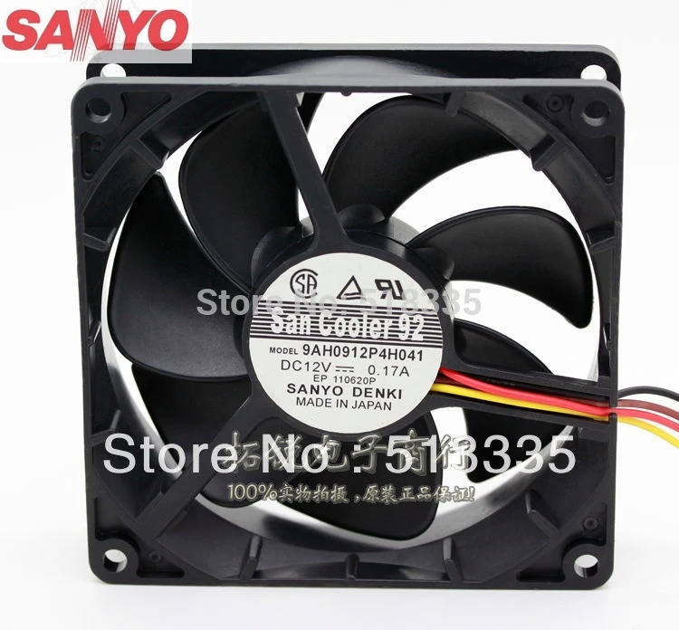 

For Sanyo 9AH0912P4H041 9025 9cm 90mm 12V 0.17A 4 wire ultra-quiet double ball-bearing the Mute fan