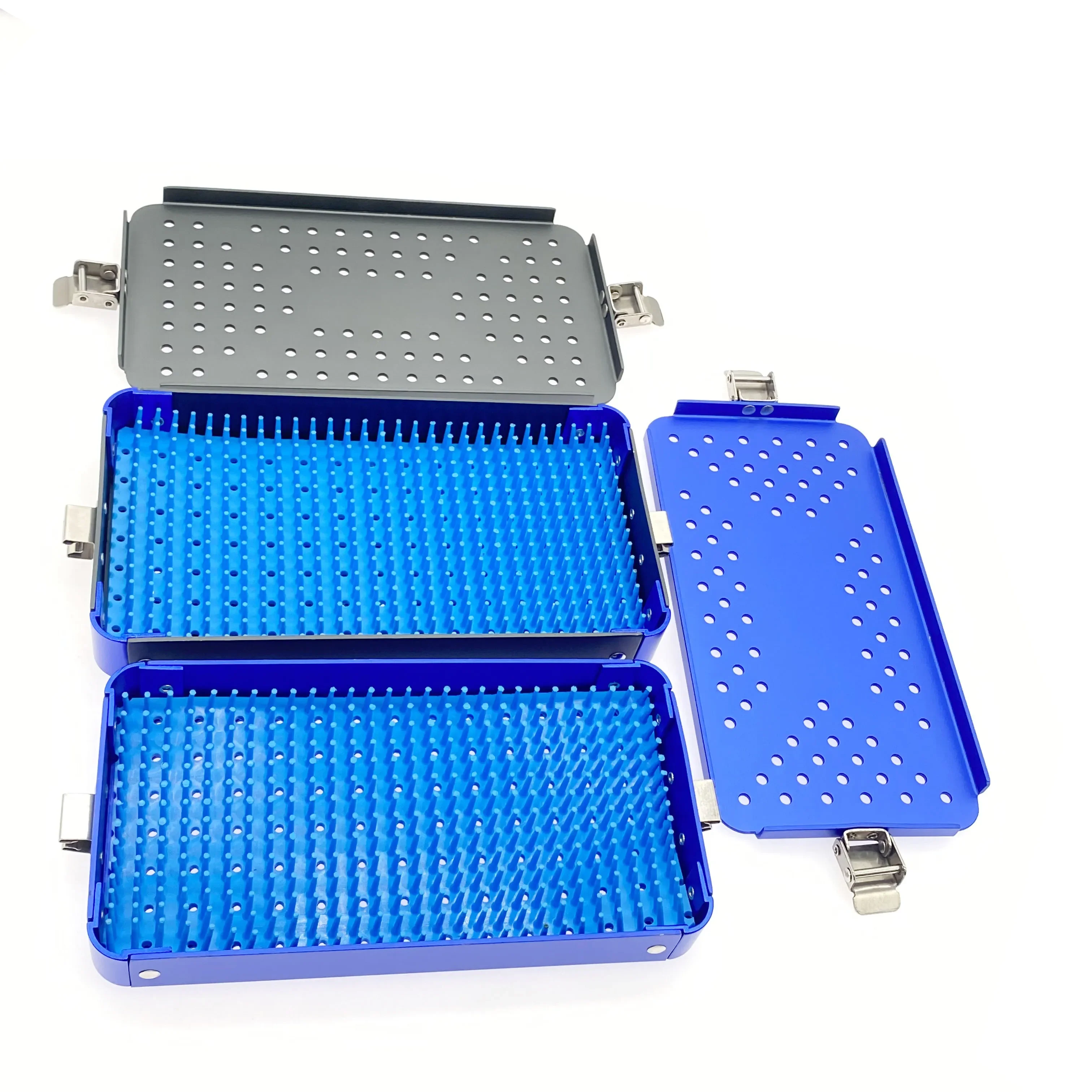 

Sterilization Tray Case Box with Silicone Pad Aluminum Box Dental Eye Surgical Instrument