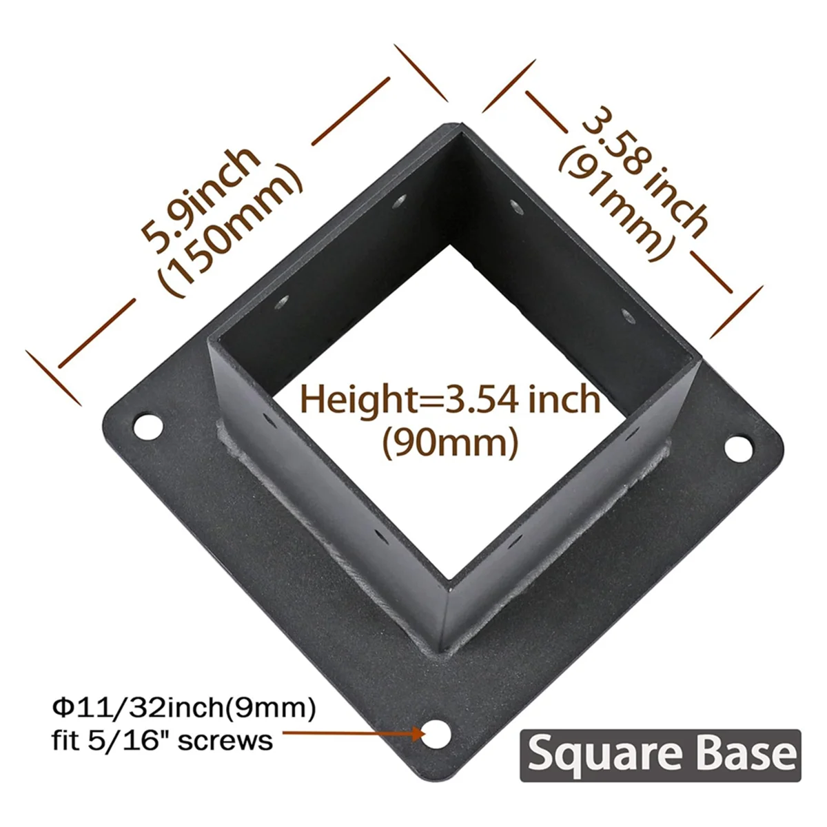 

A002 Inch (Actual:3.5x3.5inch) Post Stainless Steel Flange Anchor Base with Screws for Deck Railing (1 Pack)