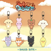 Kpop ATEEZ Cartoon Keychain Albums ANITEEZ Key Chain Hongjoong Seonghwa Yunho Yeosang San Keyring Pendant Accessories Fans Gift