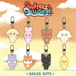 Kpop ATEEZ Cartoon Keychain Albums ANITEEZ Key Chain Hongjoong Seonghwa Yunho Yeosang San Keyring Pendant Akcesoria Prezent dla fanów