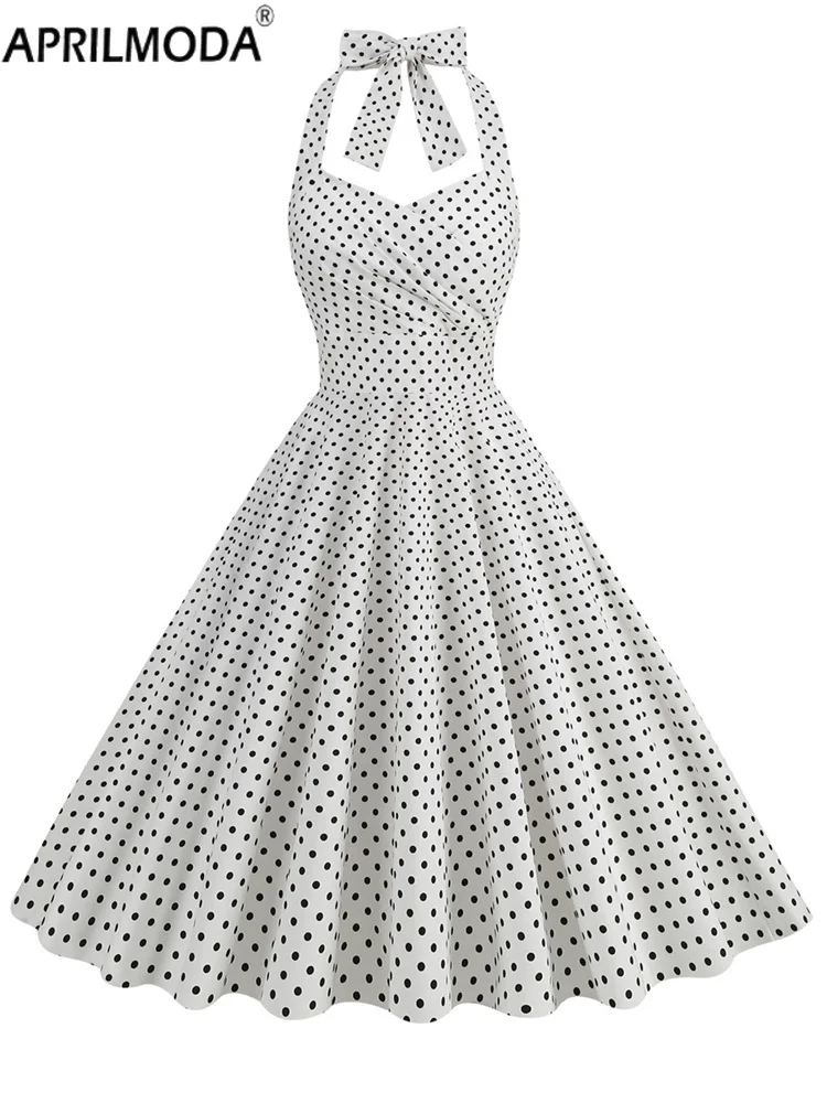 Jaren '50 Vintage Rockanilly Pinup Party Korte Avondjurk Dames Elegante Mouwloze Print Wit Rood Blauw Geplooide Bruidsmeisjesjurken