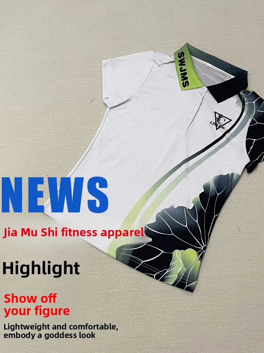 quick-dry-breathable-summer-fashion-lotus-sport-top-women's-fitness-operation-short-sleeve-uniform-color-sportswear