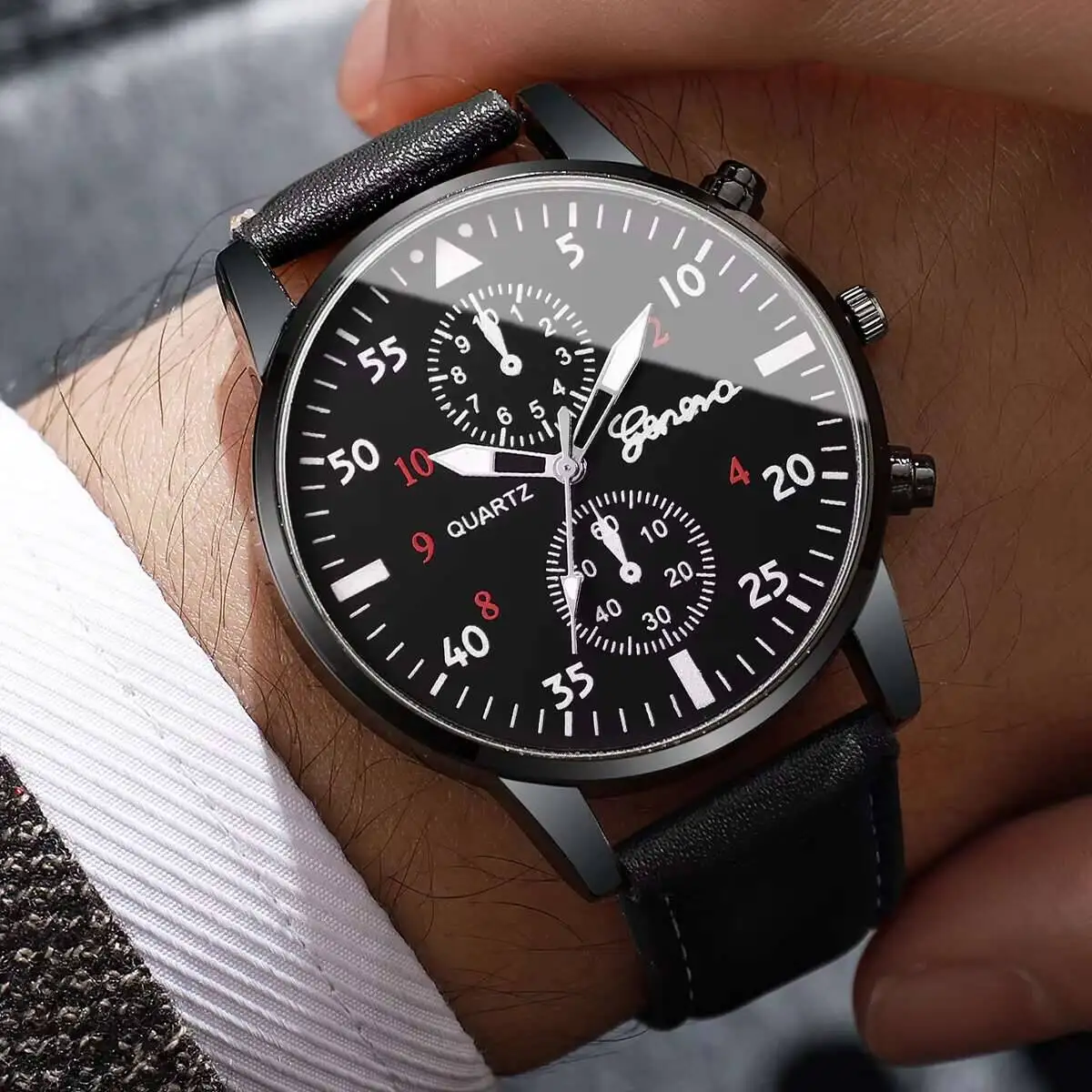 남성용 비즈니스 시계, 심플 로마 다이얼, 남성용 쿼츠 시계, 가죽 밴드, 손목 시계, 상자 없음, 패션