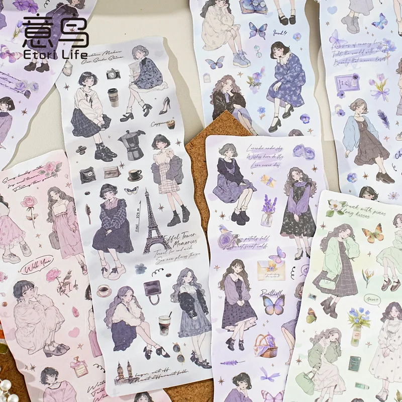 

2pcs/1lot Kawaii Scrapbook Stickers unfulfilled love interest Junk Journal Gold Planner Stationery Sticker Planner Decorative