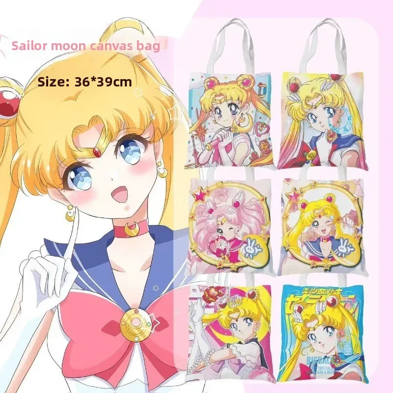 New Sailor Moon anime peripherals Kawaii one-shoulder canvas bag Moon Hare portable shopping bag cute girl versatile bag gift