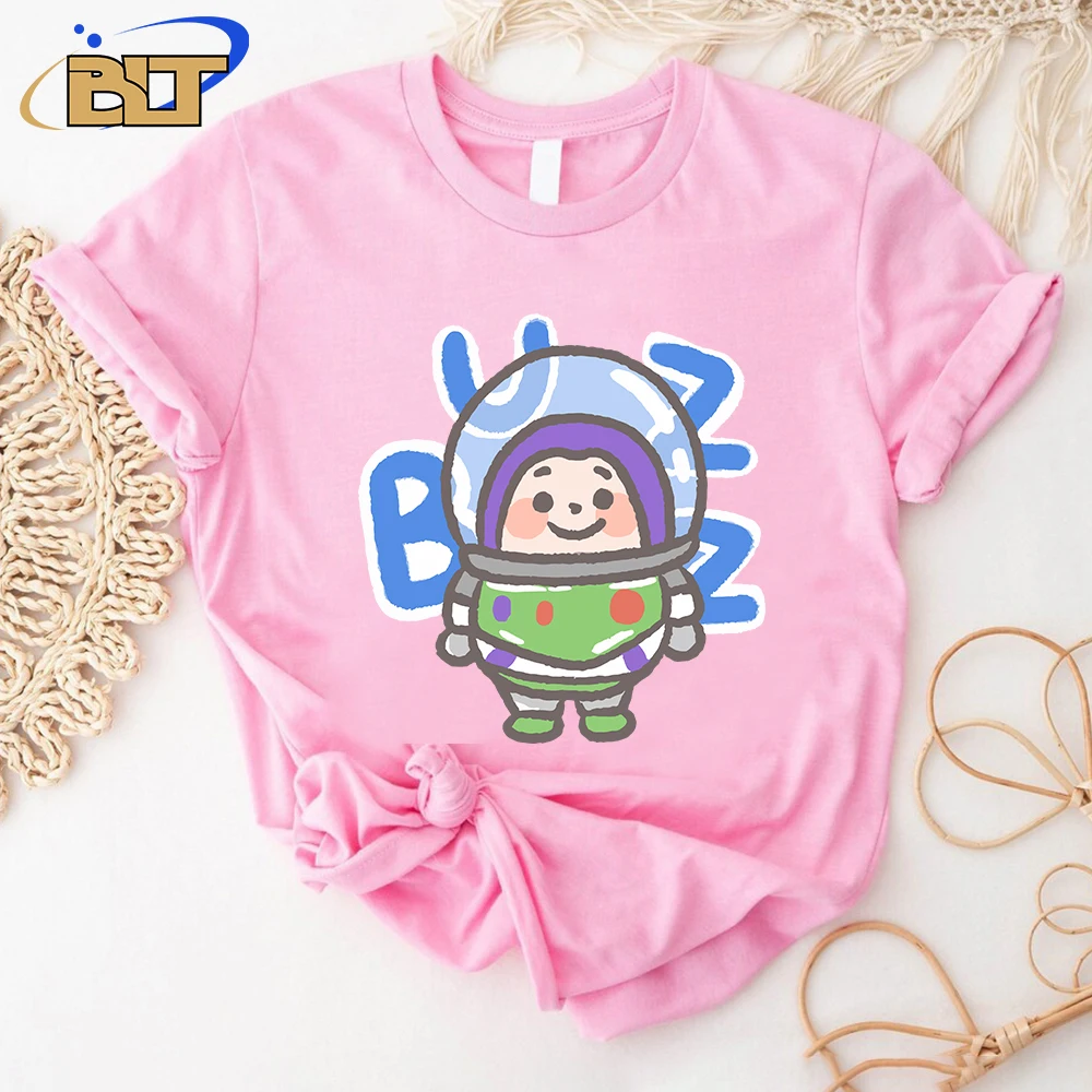 Toy Story Printed Women's T-Shirt Casual Tops Pink Cotton Short Sleeves