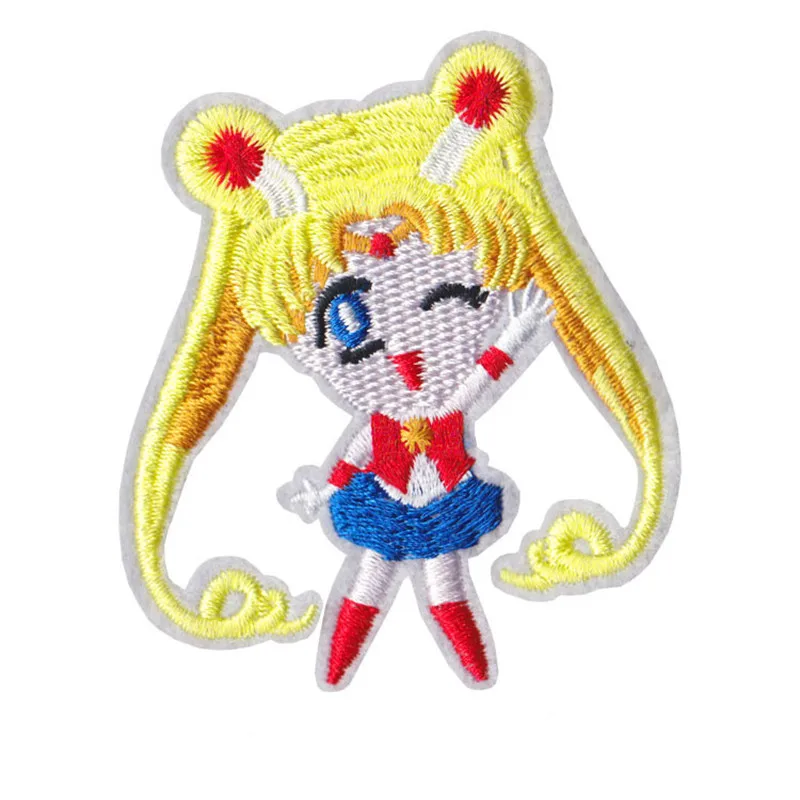Sailor Moon Patches Mercury Mars Jupiter Venus Uranus Neptune Embroidery Iron On Applique Clothing Handmade DIY Garment figure