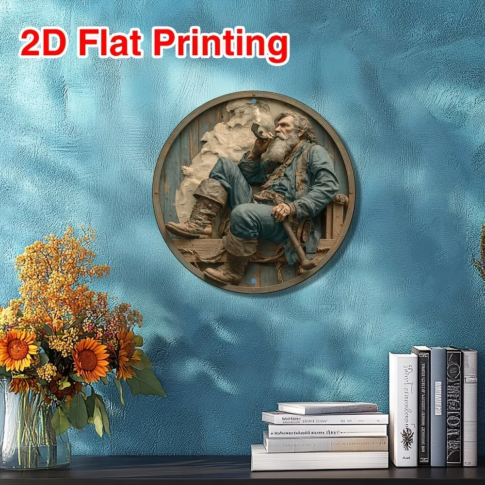 2D Metal Sign, Nautical Metal Wall Decor, 8x8 Inch Round 2D Flat Sign for Home Office Kitchen Halloween Christmas Gift
