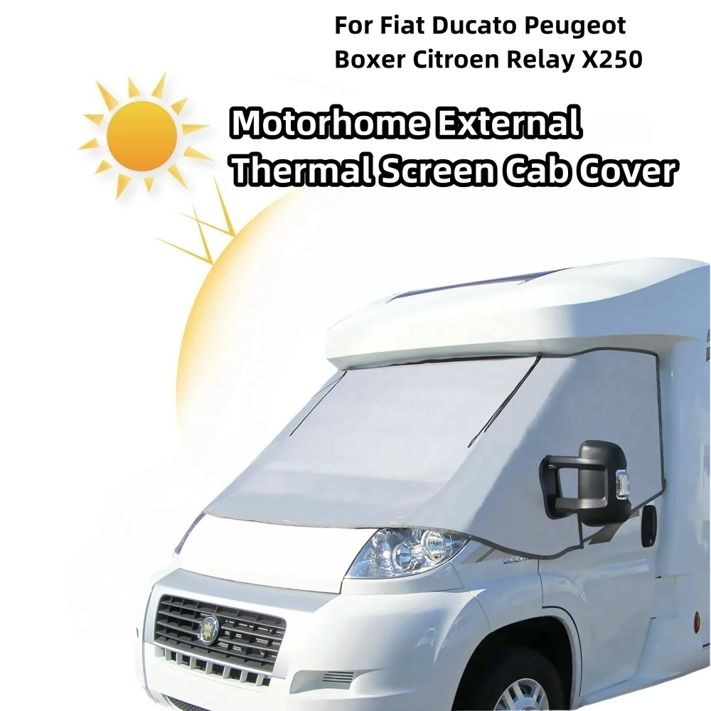 قافلة الزجاج الأمامي ظلال الشمس الكابينة شاشة أعمى RV الخارجي ظلة أجزاء لشركة فيات Ducato بيجو الملاكم سيتروين التتابع X250
