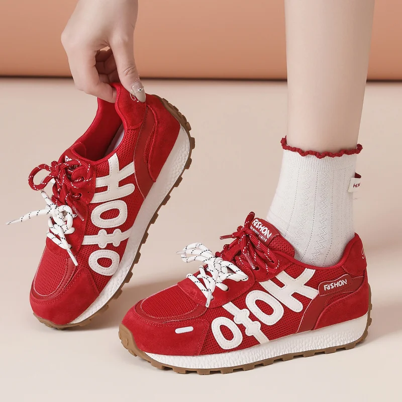 

Корейские женские кроссовки на толстой подошве в немецком стиле для весны и осени, на шнуровке, универсальные, для спорта и отдыха, в стиле «папины туфли»