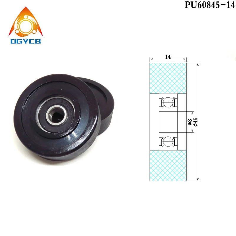 1pcs 12x45x14 mm Polyurethane Engineered Plastic Bearing PU600145-14 12 mm Shaft 45 mm Diameter PU Rubber Shower Room Pulley