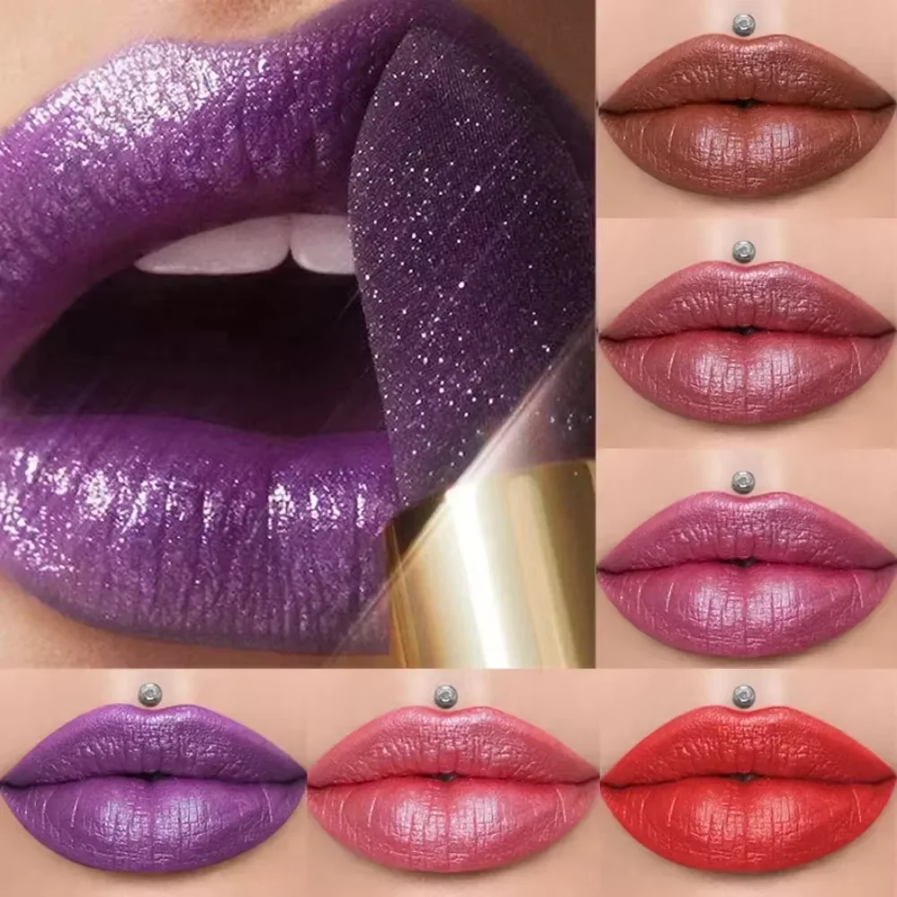 8 色グリッターメタリックリップグレーズ光沢のある長期的なリップグロス防水液体口紅メイクアップリップオイルリップティントギフト