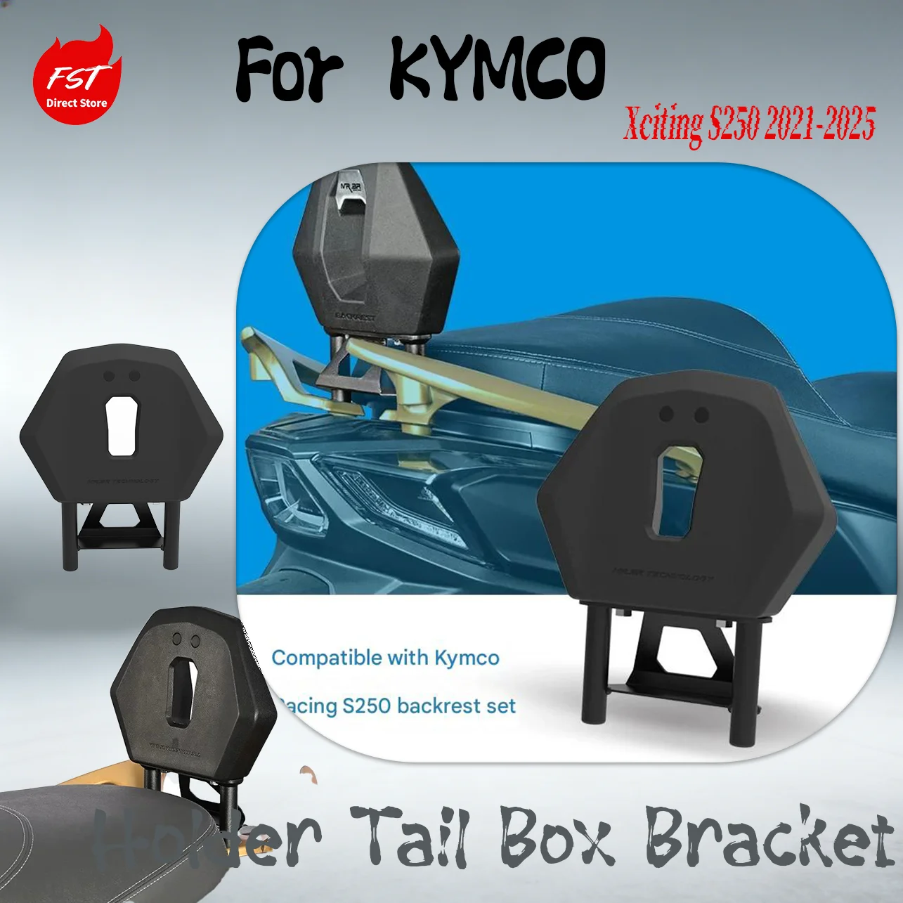 For KYMCO Xciting S250 Rear Rack Luggage Carrier Backrest Sissy Bar Top Case Bracket Motorcycle Modified Parts