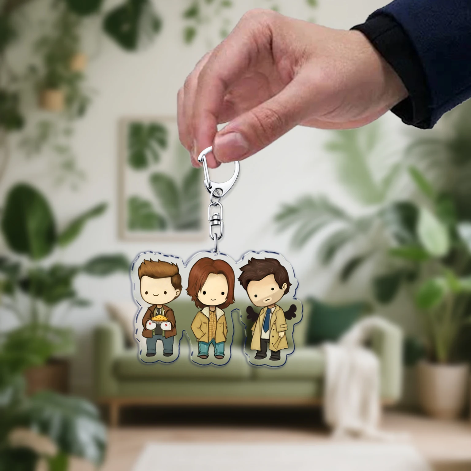 Fashion Supernatural Keychains Dean Sam Wcastiel Inchester Keyring for Accessories Bag Spn Key Chain Ring Jewelry Fans Gifts