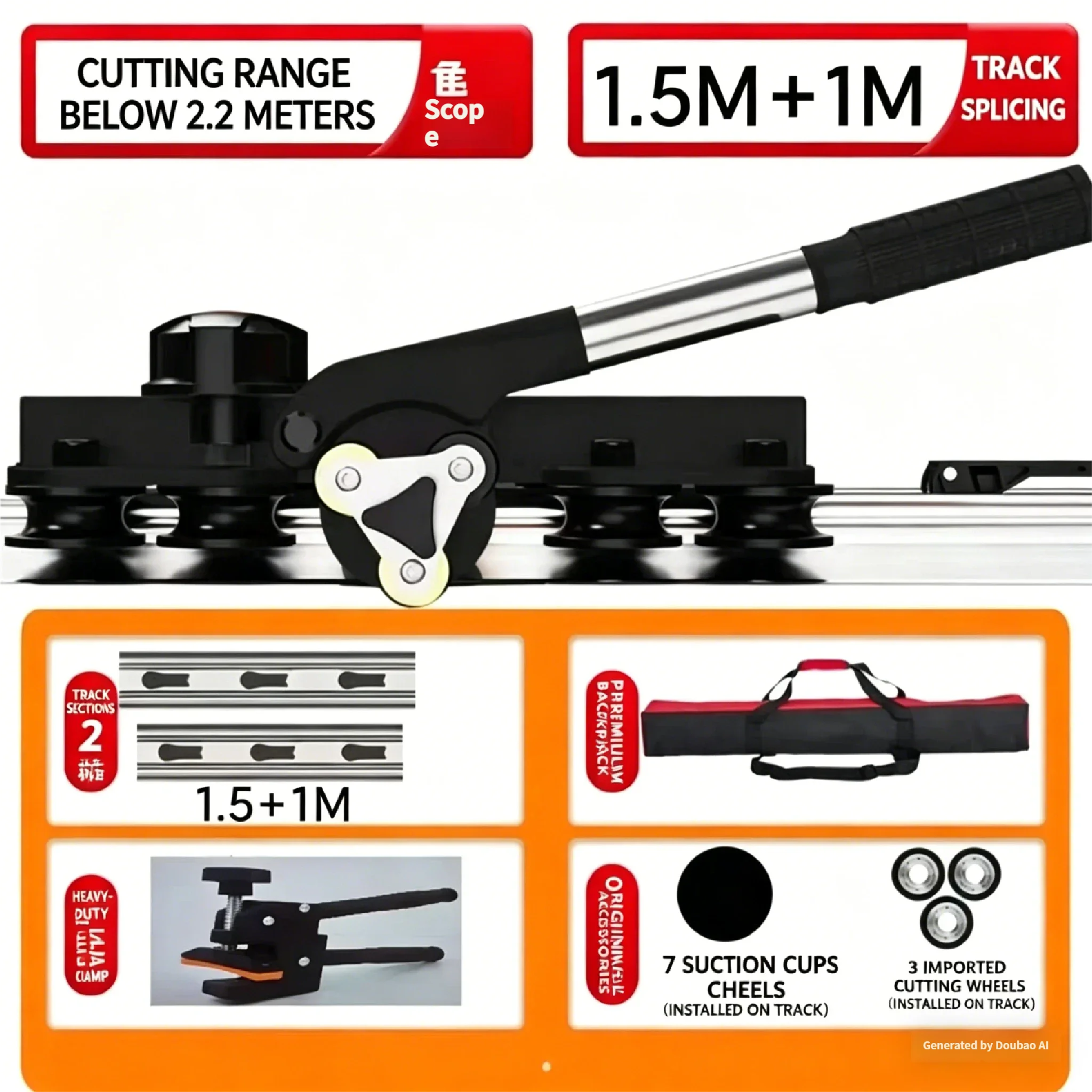 

New Arrival 7-axis 3-blade Tile Track Push Knife Manual Rock Slab Profile Cutting Tool