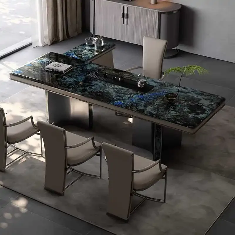 

Minimalist Light Luxury Rock Slab & Marble Tea Table Set – Modern Coffee Table with Matching Chairs | Home Living Room Furnitu