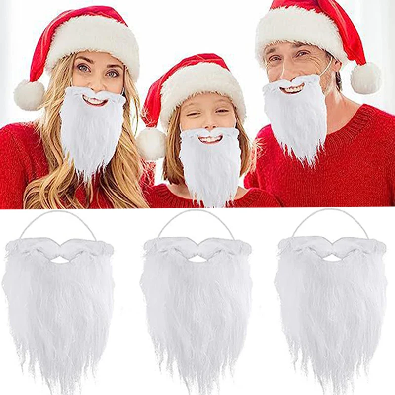 3/1Pcs Funny Santa Beard Costume Fake White Beard Christmas Santa Claus Cosplay Accessories for Kids Adults Xmas Party Supplies