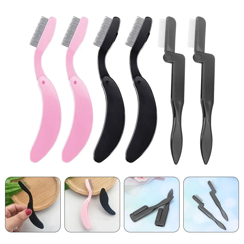 

6Pcs Eyelash Grooming Comb Brow Brush Folding Design Professional Salon Use Glides Evenly Through Lashes Eyelash Comb