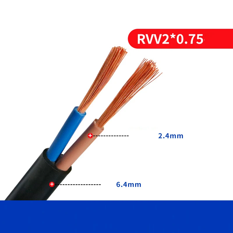 Outdoor Waterproof Copper Wire PVC Sheathed Insulation 2/3 Cores DIY Cable for Lighting Fixtures - Installation Wires