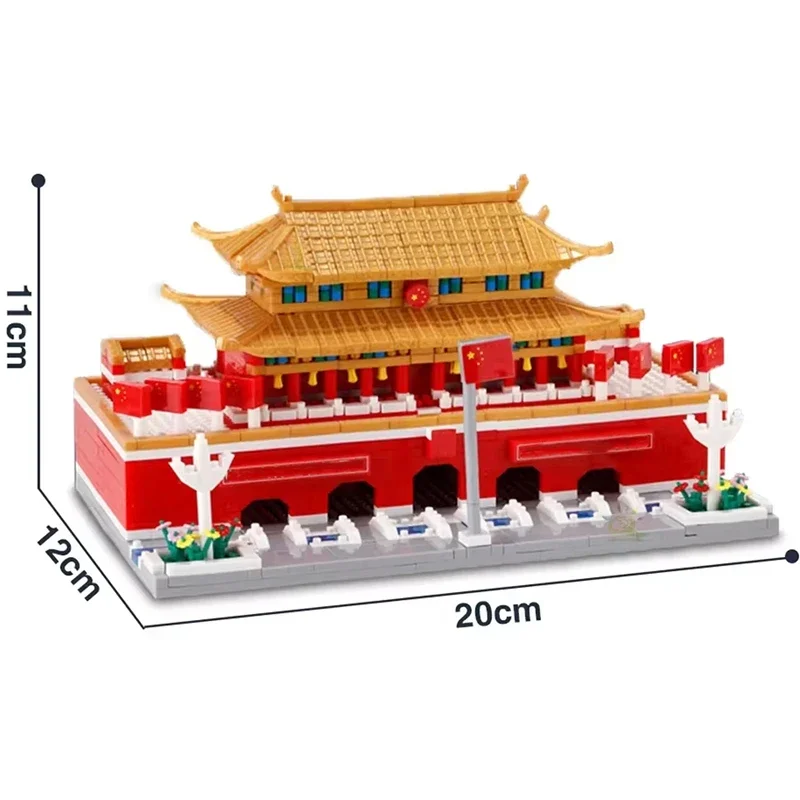 Blocos de construção de arquitetura tradicional chinesa tiananmen pagode templo do céu mini tijolos conjunto brinquedo presente para adultos crianças