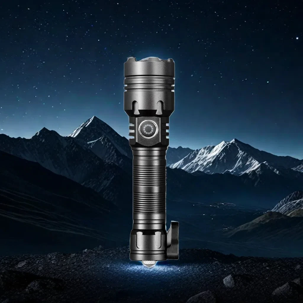 1PC Multi-Functional Outdoor Strong Light LED Long-range Telescopic Zoom Flashlight, Aluminum alloy USB Rechargeable Flashlight