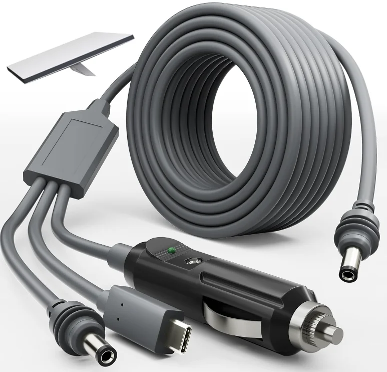 

Кабель питания постоянного тока Starlink Mini 3 в 1, штекер прикуривателя 100 Вт + USB C 12-24 В и штекерный кабель питания постоянного тока для Starlink Mini, P