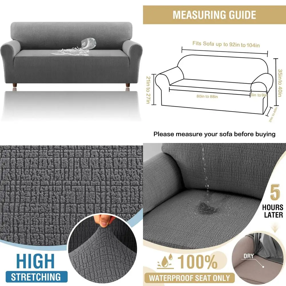 

Waterproof Seat Jacquard Sofa Slipcover - Stretch Furniture Protector Cover with Elastic Bottom for Sofas