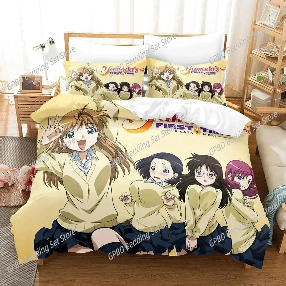 Anime Yamada's First Time B Gata H Kei 3D Bedding Set Duvet Cover Pillowcases Single Twin Full Queen King Size Home Decor Quilt