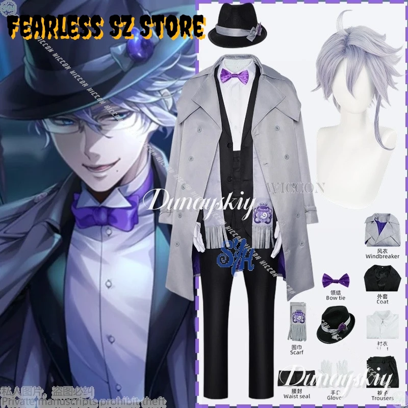 

Аниме игра Octavinelle косплей Azul Ashengrotto disfraz британский стиль пальто шарф шляпа элегантная униформа модные парики Y2K Хэллоуин